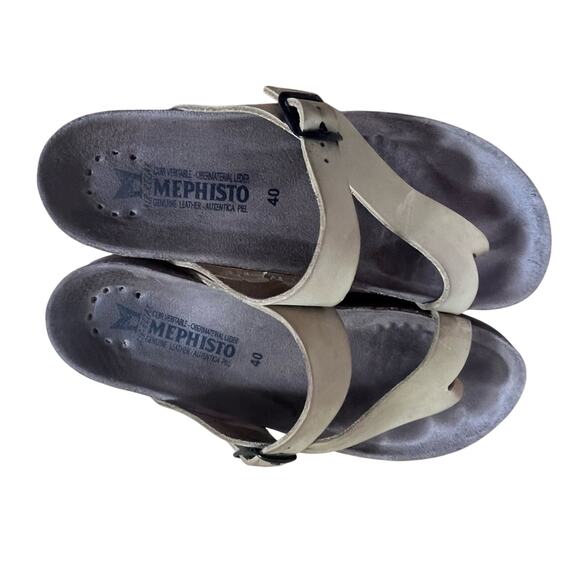 Mephisto Sandals Women Size 40 10 Tan Helen Nubuck Leather Buckle Cork Slip On - Picture 7 of 13